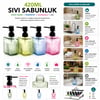 Alvetro Alv-06 ( Şeffaf Renkli Cam & D.dörten Şişe ) Sıvı Sabunluk ( 420ml ) ( Çizgili Cam )