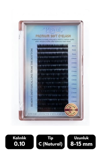 Misyul 0.10c Natural Kıvrım Mix Soft Eyelash Doğal İpek Kirpik 8-15 Mm 16'lı