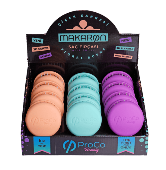 ProCo Beauty Makaron Saç Fırçası Çiçek Sahnesi  Serisi  - Mor, Nane Yeşili, Şeftali Tüyü