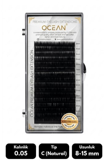 Ocean 0.05c Natural Kıvrım Mix Soft Eyelash Doğal İpek Kirpik 16'lı