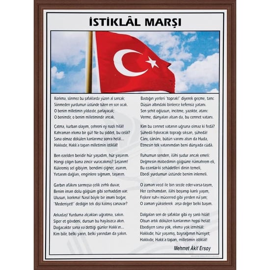 İstİklal Marşi (mdf Çerçeveli) - 35x50cm