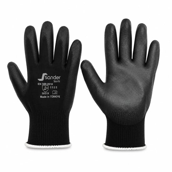 Sander G-111330 ( No 9 ) ( Medium ) ( Siyah & Beyaz Başlık ) Nitril İşçi Eldiven