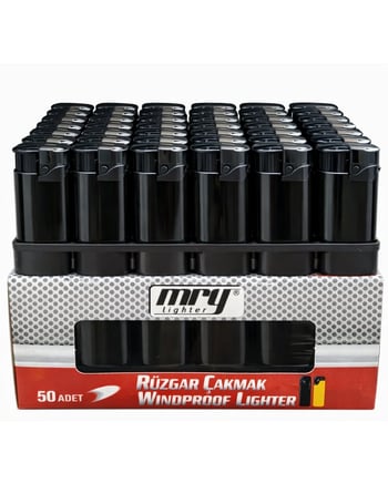 Mry Dolumlu Izgaralı Rüzgar Jet Çakmak (Siyah)