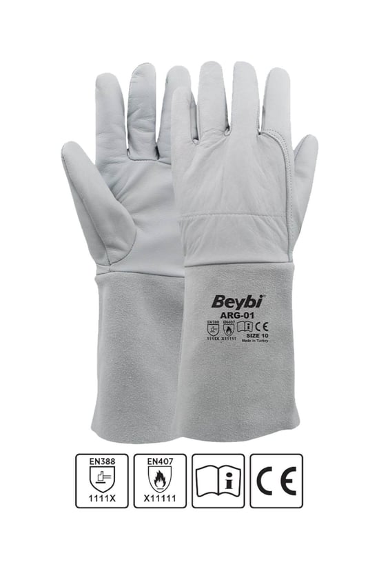 Beybi Arg-01 Gri Argon Kaynakçı İş Eldiveni 10 Beden