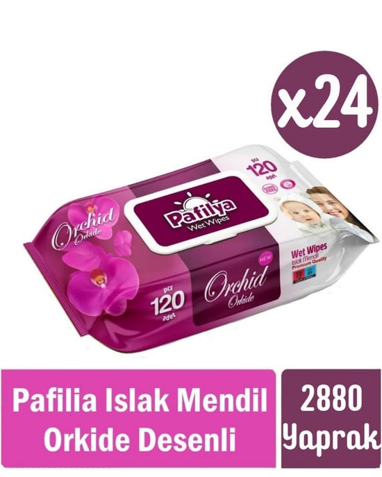 Pafilya Orkide Desenli Islak Havlu Mendil 24x120 (2880 Yaprak)