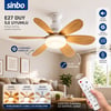 Sinbo Sf-7708 ( 2in1=tavan Vantilatör & Avize Lamba ) ( Kumandalı ) ( 52cm ) ( 6-ahşap Görünüm Plastik Kanat ) ( 3-kademe Hız )