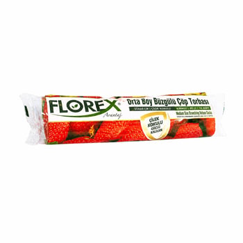 40 Litre Büzgülü Çilek Kokulu Çöp Torbası Poşeti Orta Boy / 55 X 60 Cm (10 Adet X 25 Rulo)