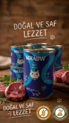 Mhauw Biftekli %60 Gerçek Et Kedi Konserve Maması 400 G Tahıl ve Koruyucu İçermez