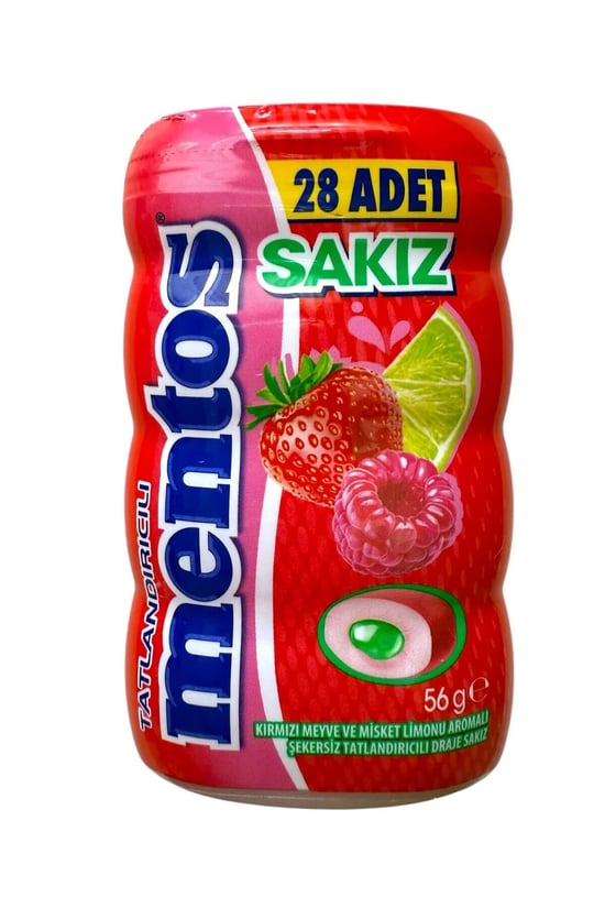 Mentos Sour Kırmızı Meyve & Misket Limonu Aromalı Draje Sakız (56 Gr)