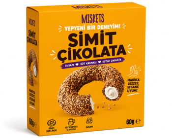 Miskets Krema Dolgulu Sütlü Çikolata Simit 60g X 12 Adet X 2 Kutu | 24’lü Mega Paket Simit Şekilli Çikolata