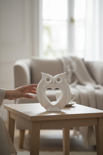 Kalpli Baykuş Figürlü Dekoratif Biblo