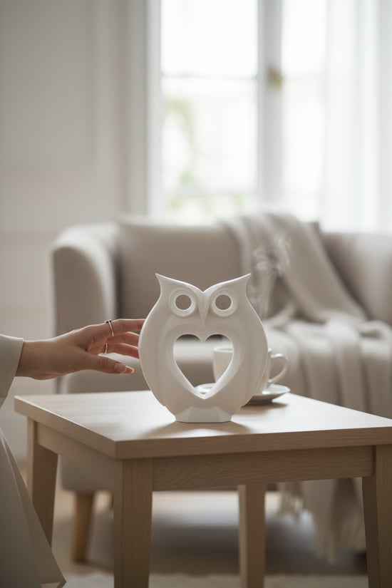 Kalpli Baykuş Figürlü Dekoratif Biblo