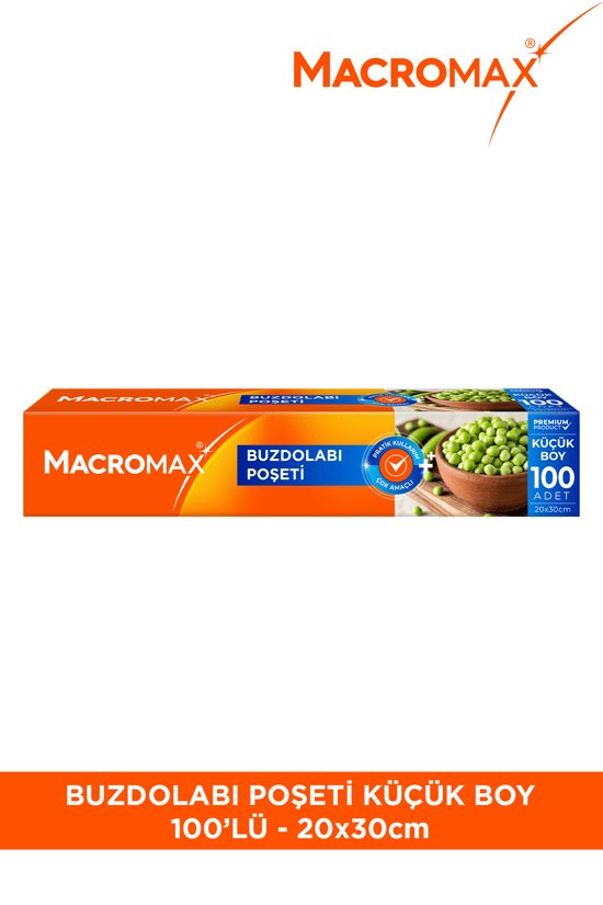 Macromax Buzdolabı Poşeti Küçük Boy 100 Adet (20x30 Cm) Pratik Saklama ve Dondurucu Poşeti