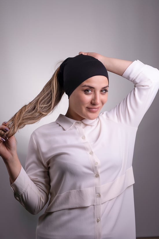 Hürrem Bone Siyah Pratik Hazır Geçmeli İç Bone Viskon Kumaş Dikişsiz Boru Bone 3006_01