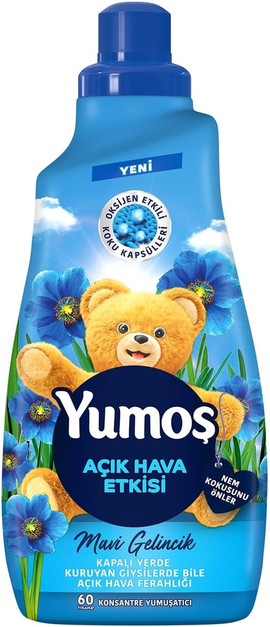 Yumoş Açık Hava Etkisi Mavi Gelincik Konsantre Yumuşatıcı 60 Yıkama 1440 Ml