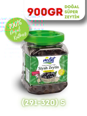 Mytat Doğal Gemlik Süper Siyah Zeytin 900 gr (291-320) S