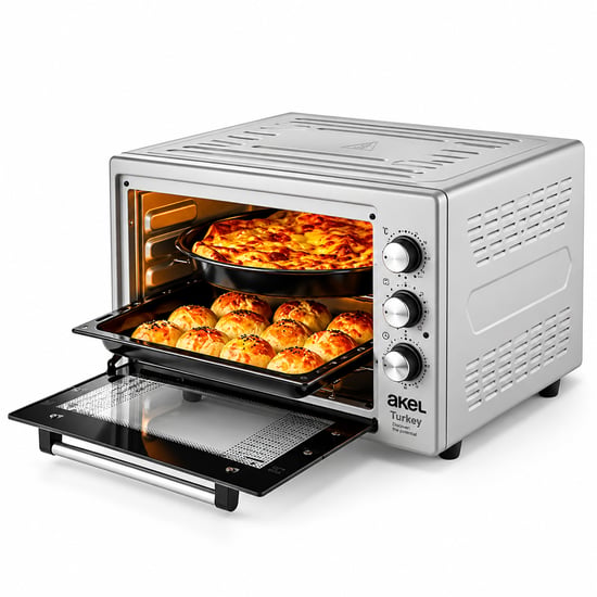 Akel Af-280 ( Saatli ) Kare Midi Fırın ( 1200w & 32lt Hacim ) ( 3 Kademeli Güç ) ( Ayarlanabilir Termostat )