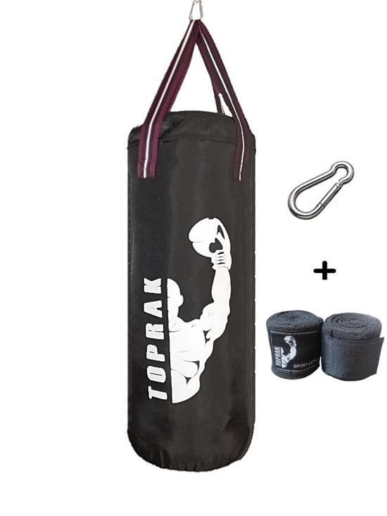 Diji Baby Boks Torbası Eldiven, Karabina ve Bandaj Hediyeli İçi Dolu 60x22cm Siyah