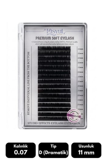 Misyul 0.07d Dramatik Kıvrım 11 Mm Soft Eyelash Doğal İpek Kirpik 16'lı