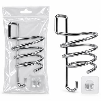 Krt-1162 ( Krom & Metal ) Fönlük Fön Makine Askısı ( Yapışkan Askılı )