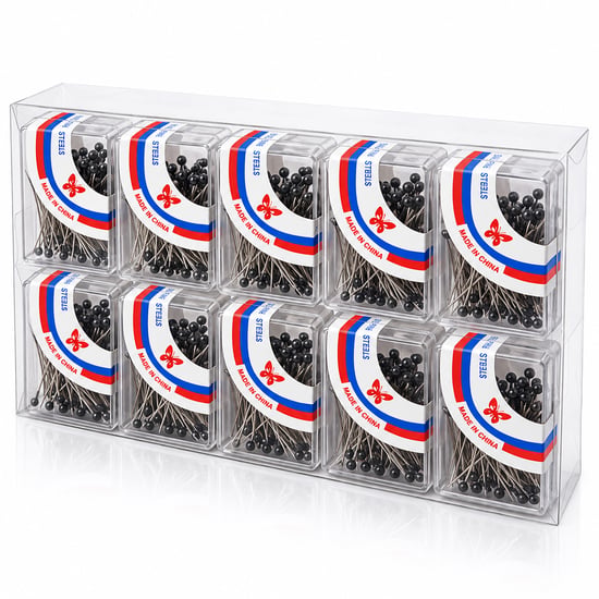İ20-030 ( 50pcs ) ( Siyah ) Başörtü İğnesi ( Şeffaf Plastik Kutulu )