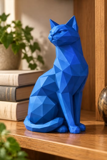 Asil Kedi Figürlü Dekoratif Biblo Mavi