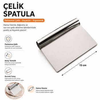 Lilasso Paslanmaz Çelik Hamur Kesme- Pasta Düzeltme Aleti 15 Cm
