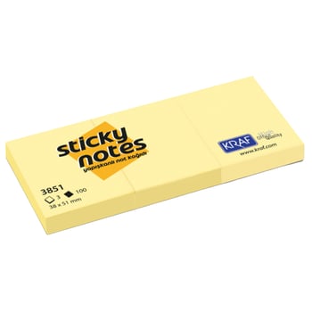 Kraf Yapışkanlı Not 38x51mm100ypr 3lü Sarı