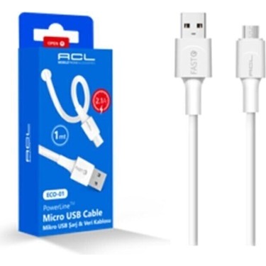 Acl Eco-1 Mikro Usb Şarj Kablosu 2.1 A 1 Mt