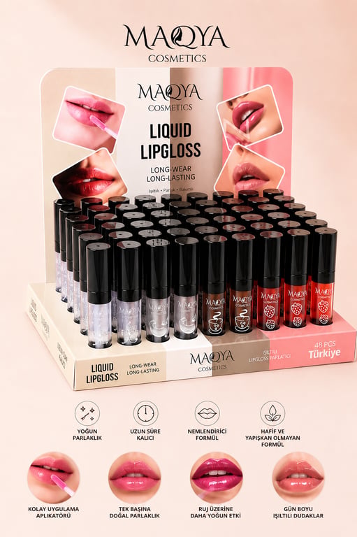 Maqya Lip Gloss Dudak Parlatıcısı - Yoğun Parlak Görünüm - Uzun Süre Kalıcı - Farklı Renk Seçenekleri