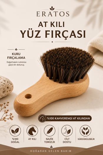 Eratos Doğal Yeni Nesil At Kılı Yüz Fırçası – Kuru Fırçalama ve Peeling Fırçası