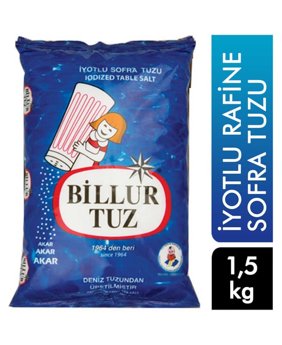 Billur Rafine İyotlu Sofra Tuzu 1500 g