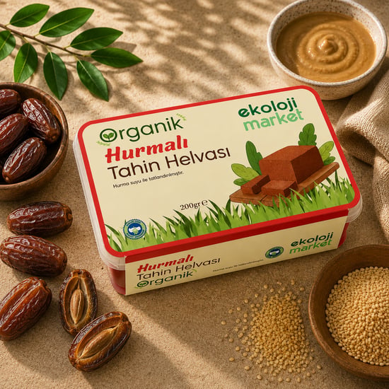 Organik Glutensiz Şekersiz Tahin Helvası Hurmalı 200 Gr