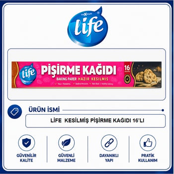 Life Hazır Kesilmiş Pişirme Kağıdı 16'Lı