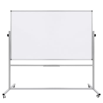 Ayaklı Yazı Tahtası Mobil Çift Taraflı Tekerlekli 360° Dönerli Laminant 120x200 Cm - Beyaz