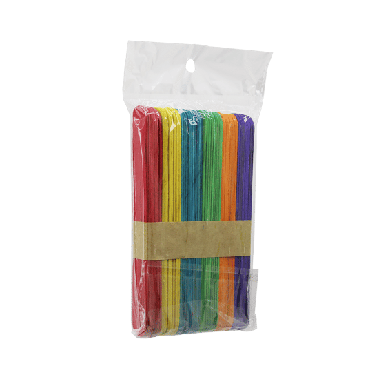 İ15-058 ( 50pcs ) (renkli Ahşap Ağda & Dil Çubuk ) ( 15cm X 1.8cm )