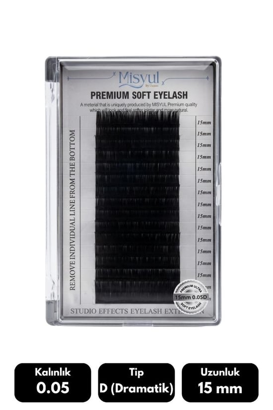 Misyul 0.05d Dramatik Kıvrım 15 Mm Soft Eyelash Doğal İpek Kirpik 16'lı
