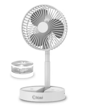 Kiwi Kfan-7608 Şarjlı Beyaz  Katlanılabilir Mini Fan Masa Üstü Vantilatörü Usb Soğutucu Sessiz El Fanı
