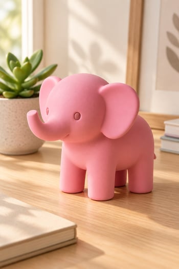 Bereketli Sevimli Fil Figürlü Mini Biblo Pembe
