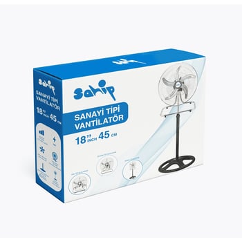 ( Sp-20 ) Sahip ( 3in1 Kullanım ) (18" İnc) (45 Cm) (sanayi Tipi) Ayaklı Vantilatör (5-metal Pervane) (3-kademe Hız) (75w) (y:150cm) Fan