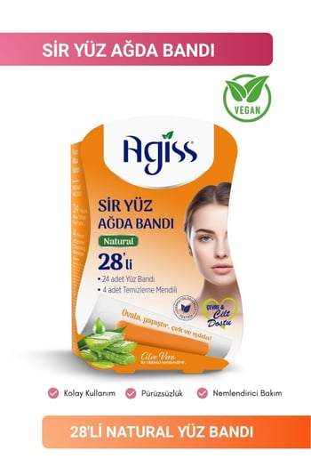 Agiss Sir Yüz Ağda Bandı 28'li Natural Aloe Vera Etkili