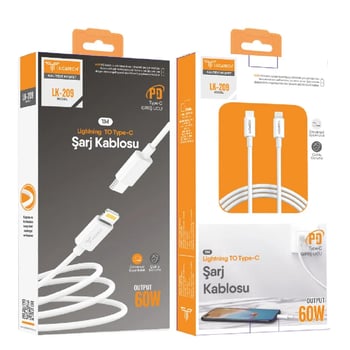 Lucatech Lk-209 | Pd 3a, 60w, 1mt Lightning Şarj Kablosu