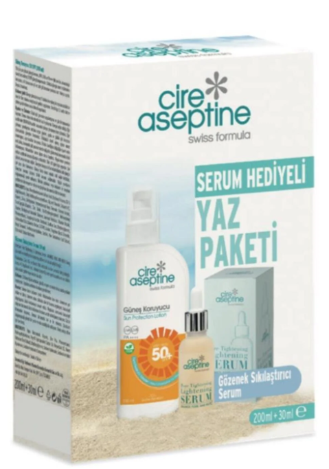 Cire Aseptine Güneş Koruyucu 50 Spf 200 Ml Gözenek Sıkılaştırıcı Serum 30 Ml Kutu