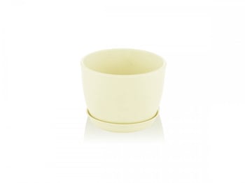 Özgül Tabaklı Saksı-Beyaz-Krem