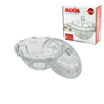 Maxim Glassware Hr-113/ı-ı-gb Isk-c001 Canister ( Cam ) Şekerlik ( Cam Kapaklı ) ( Çap: 13.5cm & Y: 5.2--9.5cm )