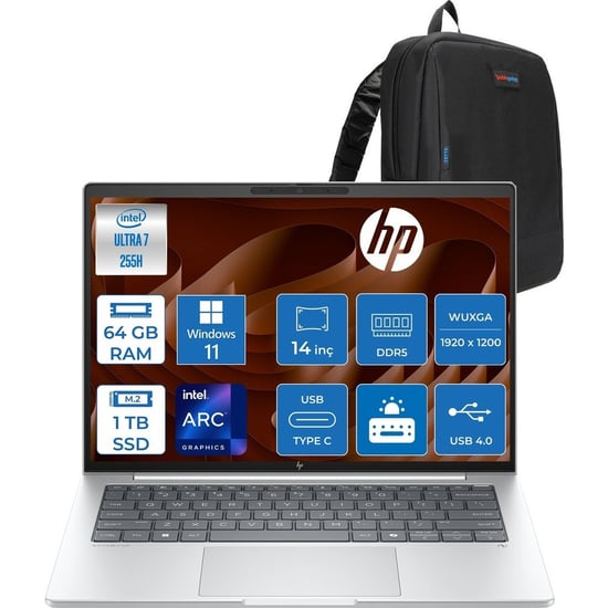 Hp Elitebook 8g1ı Intel Ultra7 255h 64gb Ddr5 1tb Ssd Intel® Arc™ 140t Gpu Wuxga (1920x1200) Ips 300