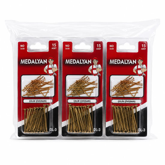 Medalyan Dl-73 ( 3x50 ) ( 15pcs ) Sarı Tp Çelik Tel Çivi