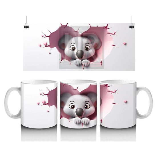 Pembe Duvarı Delen Sevimli Koala – Baskılı Kahve Kupası