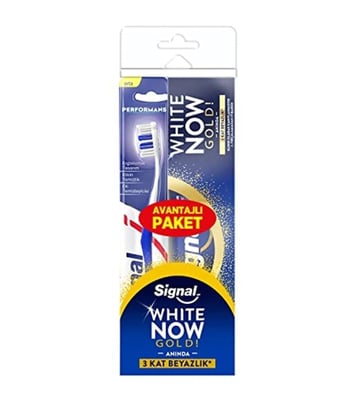 Signal White Now Diş Macunu Gold 75 Ml + Performans Diş Fırçası Orta