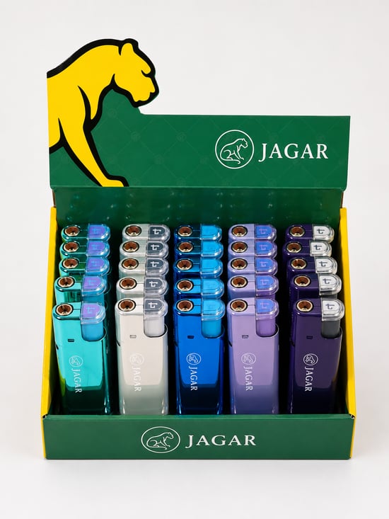Jagar Jcm 004 Turbo Çakmak – Şeffaf Renkli Gövde Standlı Çakmak